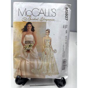 McCalls M5807 Bridal Gown Sewing Pattern Size 6-8-10-12 Uncut